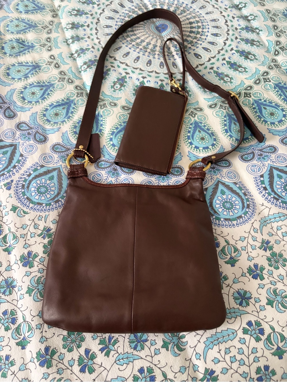 Coach Penelope Leather Crossbody and Wristlet with snakeskin trim - Picture 2 of 8